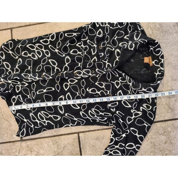 Copper Key Girls Size Small Button Down Black Shirt Glasses AOP Fast Shipping - Picture 2 of 13